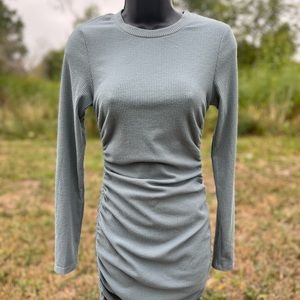 NWOT. Perfect condition Love Tree rib knit ruched long sleeve dress.